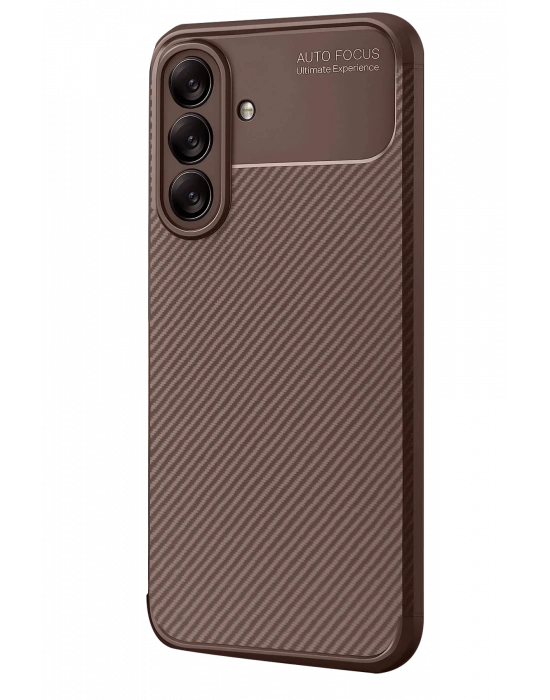 Newface Samsung Galaxy A56 Kılıf Auto Focus Karbon Kapak - Kahverengi