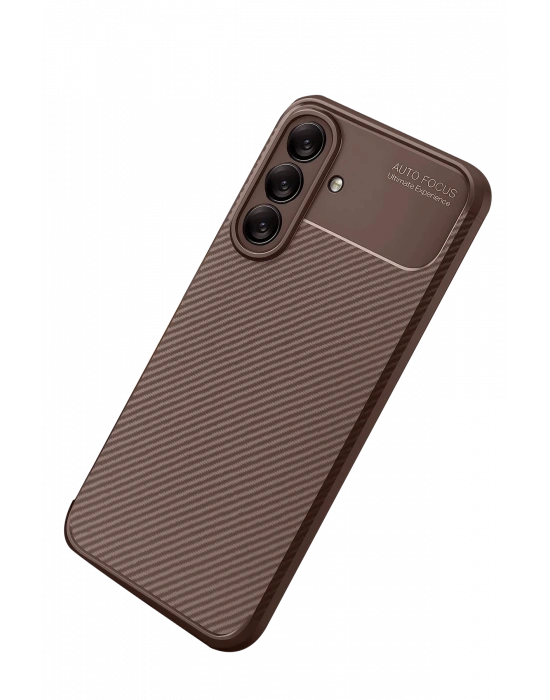 Newface Samsung Galaxy A56 Kılıf Auto Focus Karbon Kapak - Kahverengi