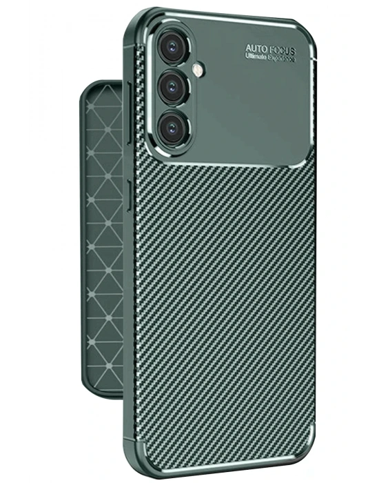 Newface Samsung Galaxy A56 Kılıf Auto Focus Karbon Kapak - Koyu Yeşil