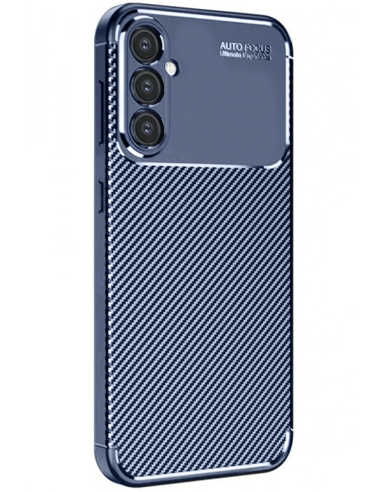 Newface Samsung Galaxy A56 Kılıf Auto Focus Karbon Kapak - Lacivert