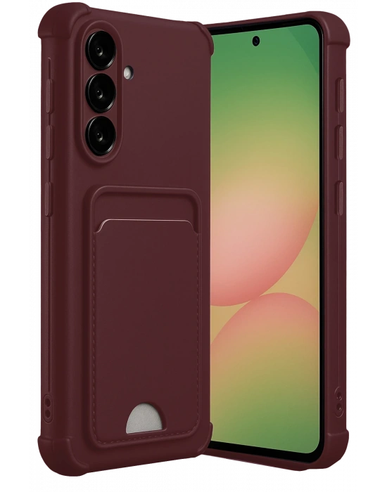 Newface Samsung Galaxy A56 Kılıf Kelvin Kartvizitli Silikon - Bordo