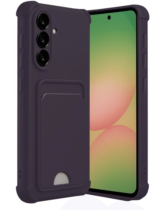 Newface Samsung Galaxy A56 Kılıf Kelvin Kartvizitli Silikon - Derin Mor