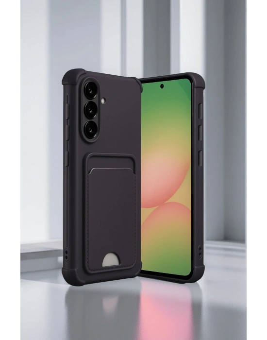 Newface Samsung Galaxy A56 Kılıf Kelvin Kartvizitli Silikon - Derin Mor