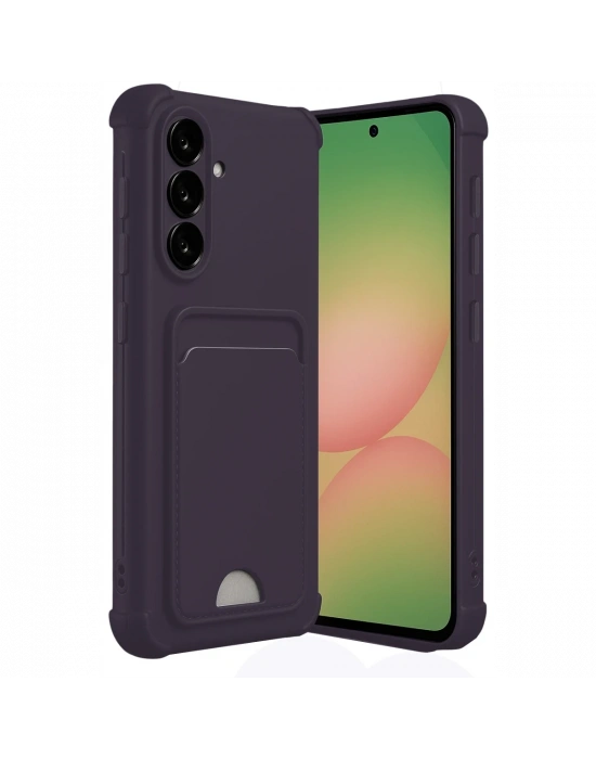 Newface Samsung Galaxy A56 Kılıf Kelvin Kartvizitli Silikon - Derin Mor