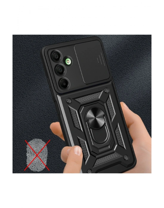 Newface Samsung Galaxy A56 Kılıf Pars Lens Yüzüklü Silikon - Siyah