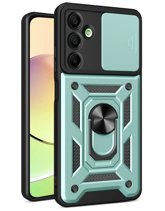 Newface Samsung Galaxy A56 Kılıf Pars Lens Yüzüklü Silikon - Yeşil