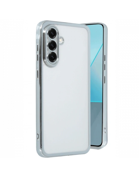 Newface Samsung Galaxy A56 Kılıf Razer Lensli Silikon - Gümüş