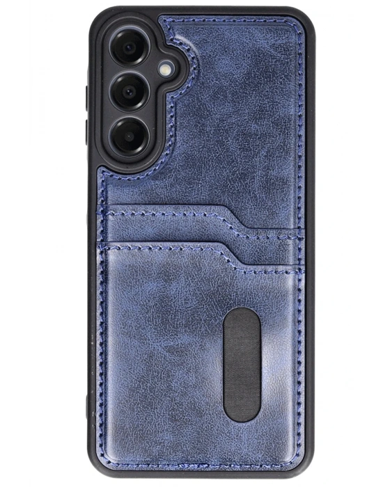 Newface Samsung Galaxy A56 Kılıf Sara Kartvizitli Deri Kılıf - Lacivert