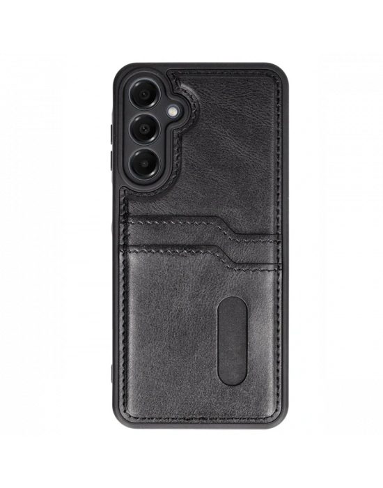 Newface Samsung Galaxy A56 Kılıf Sara Kartvizitli Deri Kılıf - Siyah