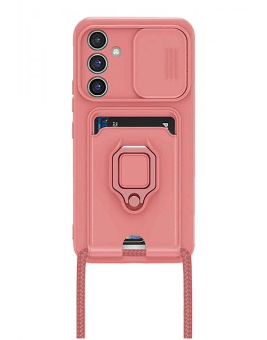 Newface Samsung Galaxy A56 Kılıf Zuma Kartvizitli Yüzüklü Silikon - Pembe