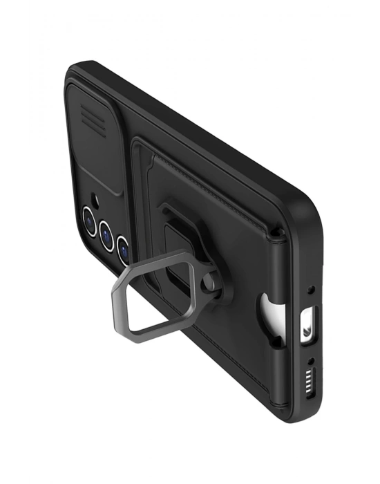 Newface Samsung Galaxy A56 Kılıf Zuma Kartvizitli Yüzüklü Silikon - Siyah