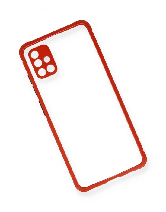 Newface Samsung Galaxy A71 Kılıf Miami Şeffaf Silikon - Kırmızı