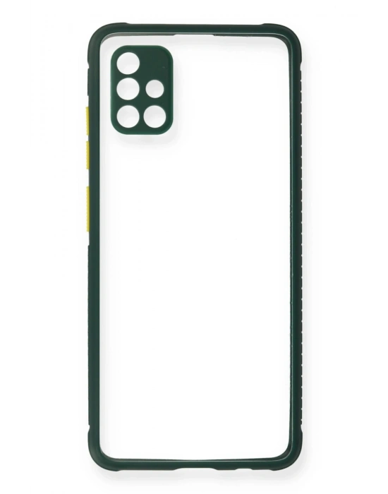 Newface Samsung Galaxy A71 Kılıf Miami Şeffaf Silikon - Koyu Yeşil