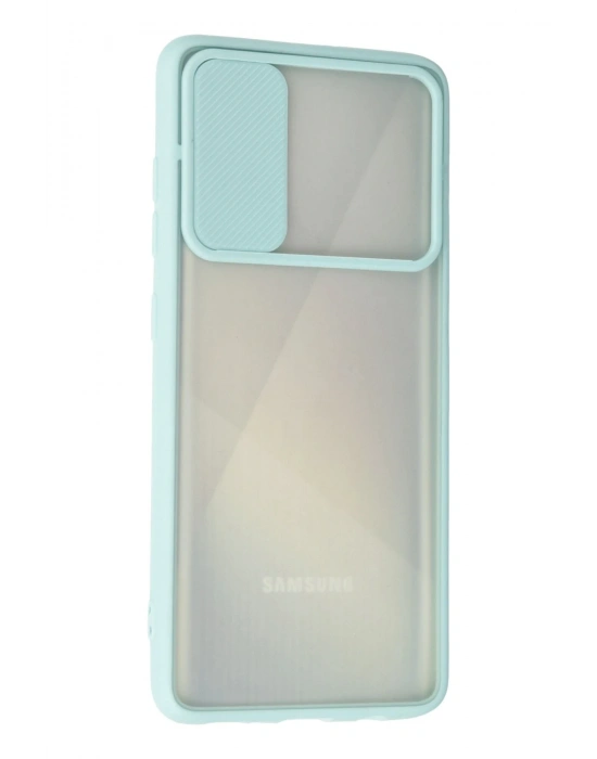 Newface Samsung Galaxy A71 Kılıf Palm Buzlu Kamera Sürgülü Silikon - Turkuaz