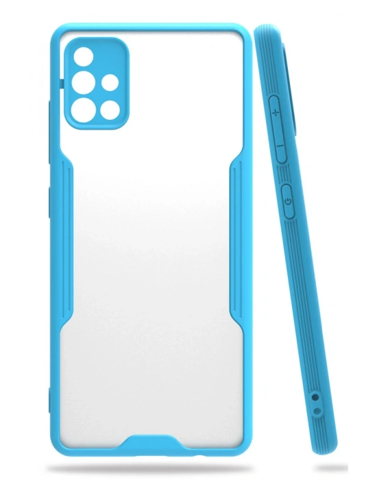 Newface Samsung Galaxy A71 Kılıf Platin Silikon - Mavi