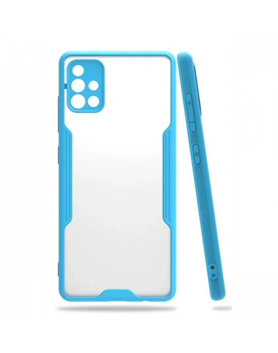 Newface Samsung Galaxy A71 Kılıf Platin Silikon - Mavi