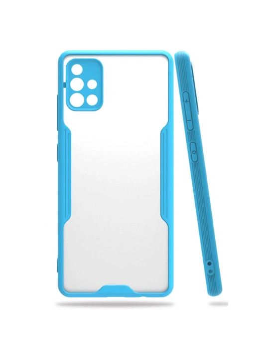 Newface Samsung Galaxy A71 Kılıf Platin Silikon - Mavi