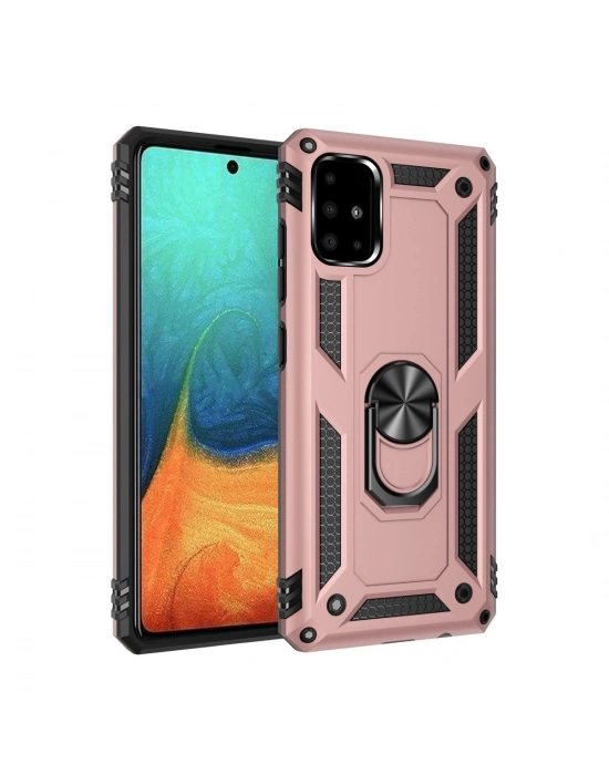 Newface Samsung Galaxy A71 Kılıf Sofya Yüzüklü Silikon Kapak - Rose