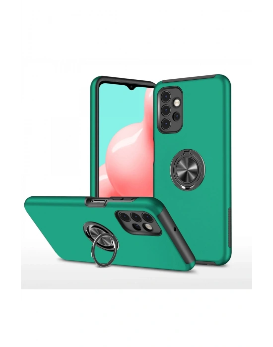 Newface Samsung Galaxy A72 Kılıf Elit Yüzüklü Kapak - Yeşil