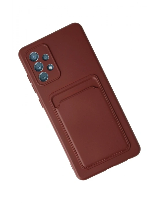 Newface Samsung Galaxy A72 Kılıf Kelvin Kartvizitli Silikon - Bordo