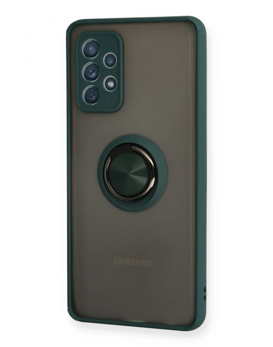 Newface Samsung Galaxy A72 Kılıf Montreal Yüzüklü Silikon Kapak - Yeşil