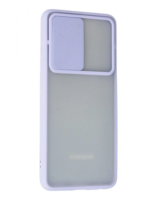 Newface Samsung Galaxy A72 Kılıf Palm Buzlu Kamera Sürgülü Silikon - Lila