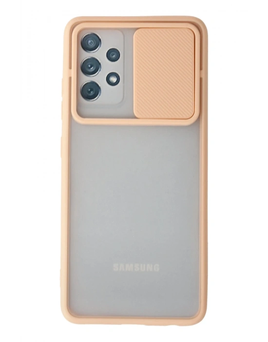 Newface Samsung Galaxy A72 Kılıf Palm Buzlu Kamera Sürgülü Silikon - Pembe