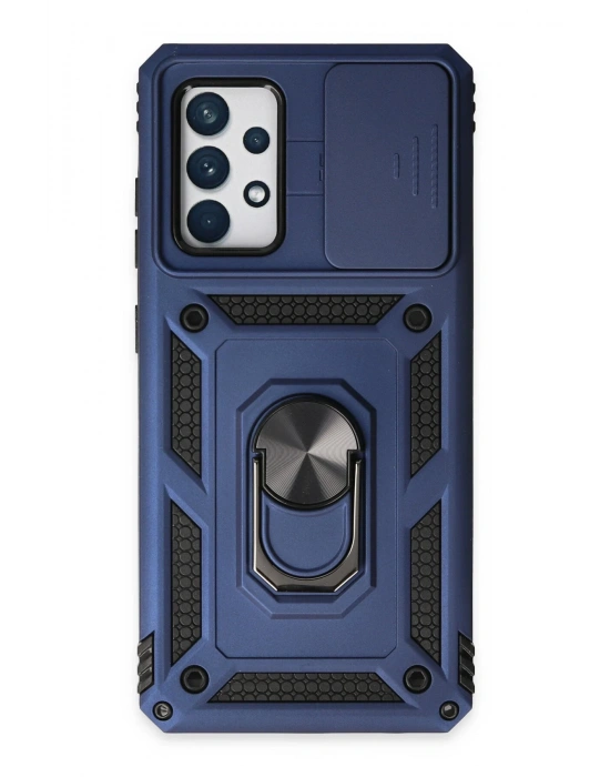 Newface Samsung Galaxy A72 Kılıf Pars Lens Yüzüklü Silikon - Lacivert