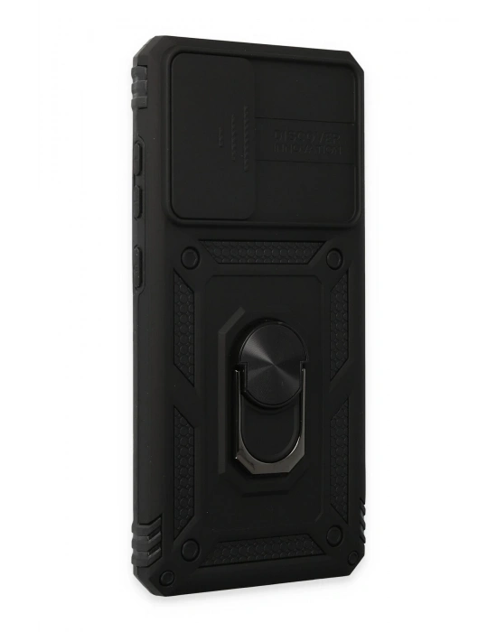 Newface Samsung Galaxy A72 Kılıf Pars Lens Yüzüklü Silikon - Siyah