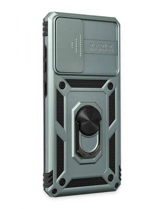 Newface Samsung Galaxy A72 Kılıf Pars Lens Yüzüklü Silikon - Yeşil