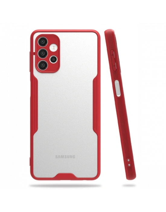 Newface Samsung Galaxy A72 Kılıf Platin Silikon - Kırmızı