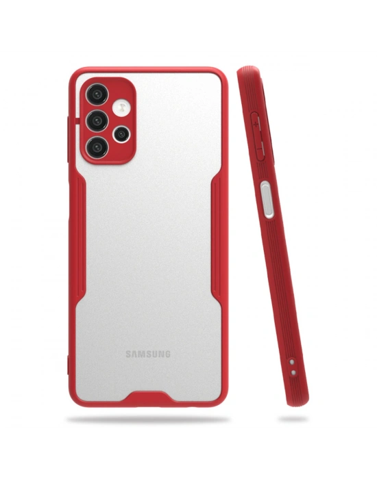 Newface Samsung Galaxy A72 Kılıf Platin Silikon - Kırmızı