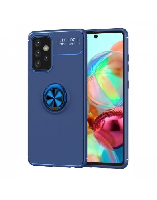 Newface Samsung Galaxy A72 Kılıf Range Yüzüklü Silikon - Mavi