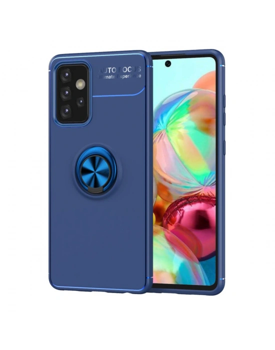 Newface Samsung Galaxy A72 Kılıf Range Yüzüklü Silikon - Mavi