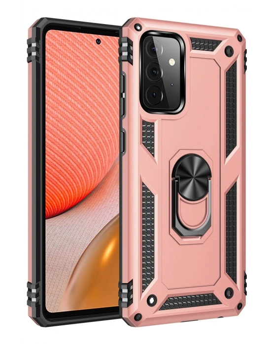 Newface Samsung Galaxy A72 Kılıf Sofya Yüzüklü Silikon Kapak - Rose