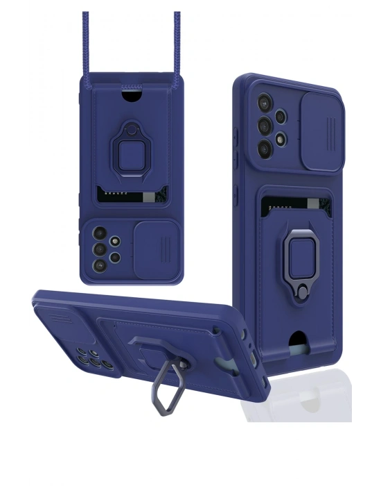 Newface Samsung Galaxy A72 Kılıf Zuma Kartvizitli Yüzüklü Silikon - Lacivert