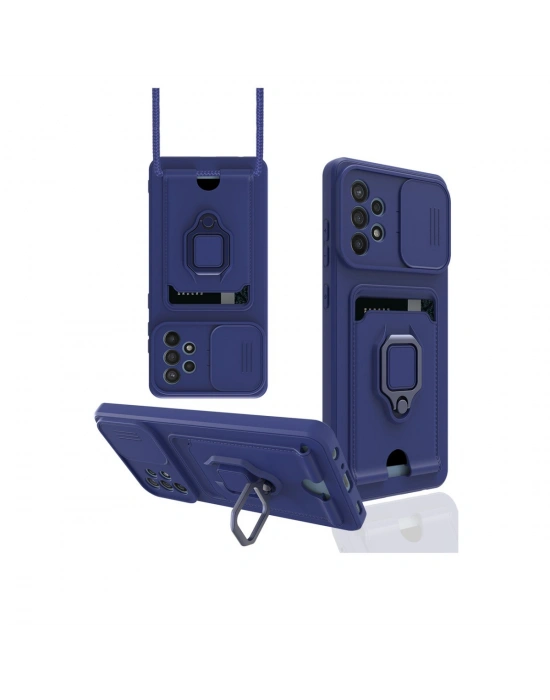 Newface Samsung Galaxy A72 Kılıf Zuma Kartvizitli Yüzüklü Silikon - Lacivert