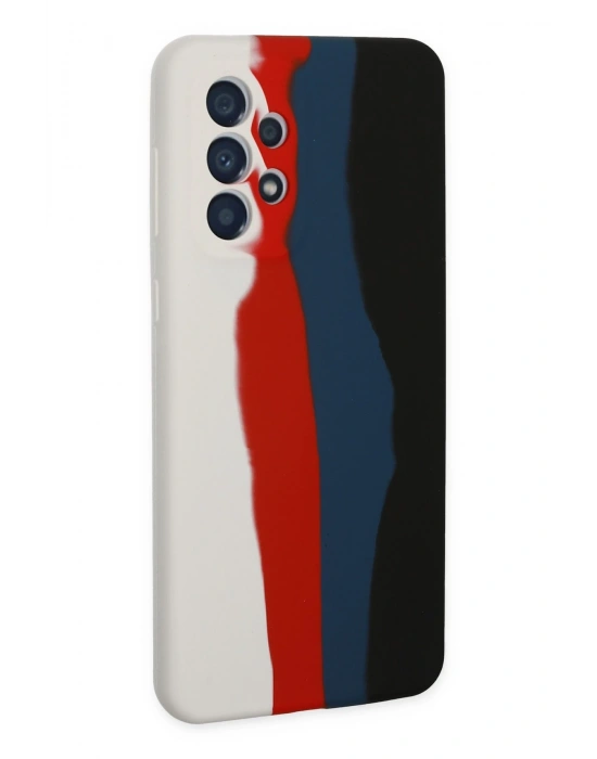 Newface Samsung Galaxy A73 5G Kılıf Ebruli Lansman Silikon - Beyaz-Siyah