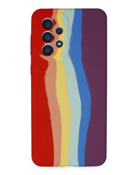 Newface Samsung Galaxy A73 5G Kılıf Ebruli Lansman Silikon - Kırmızı-Mor