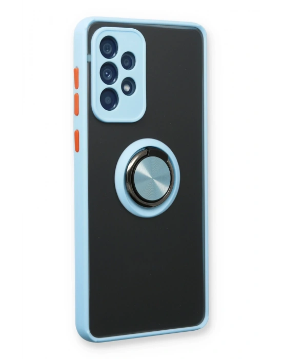 Newface Samsung Galaxy A73 5G Kılıf Montreal Yüzüklü Silikon Kapak - Buz Mavi