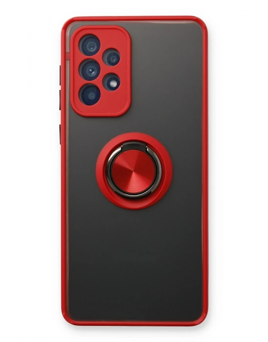 Newface Samsung Galaxy A73 5G Kılıf Montreal Yüzüklü Silikon Kapak - Kırmızı