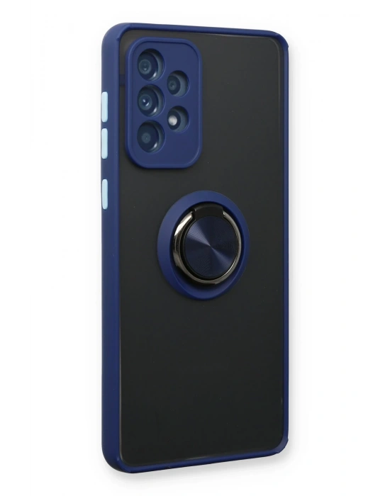 Newface Samsung Galaxy A73 5G Kılıf Montreal Yüzüklü Silikon Kapak - Lacivert