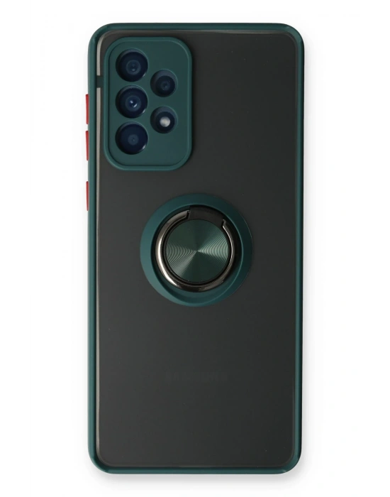 Newface Samsung Galaxy A73 5G Kılıf Montreal Yüzüklü Silikon Kapak - Yeşil