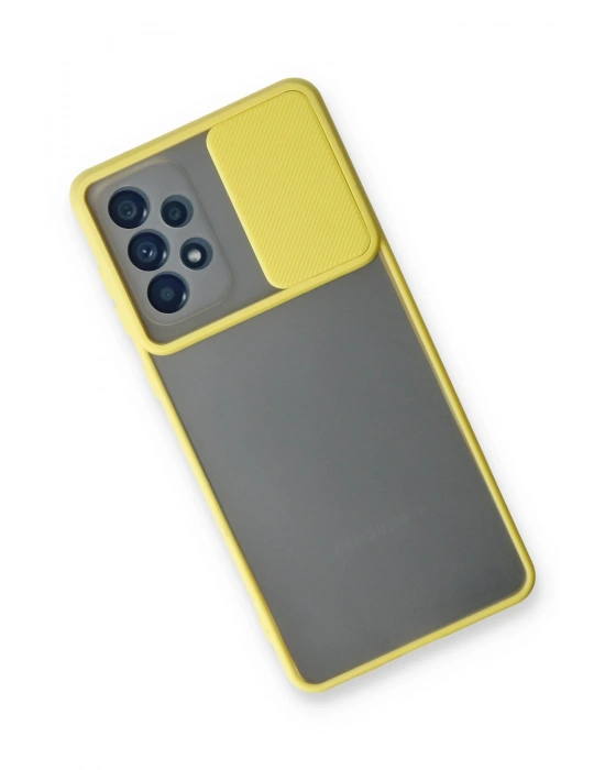 Newface Samsung Galaxy A73 5G Kılıf Palm Buzlu Kamera Sürgülü Silikon - Sarı