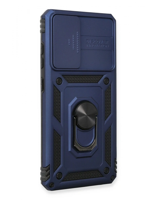 Newface Samsung Galaxy A73 5G Kılıf Pars Lens Yüzüklü Silikon - Lacivert