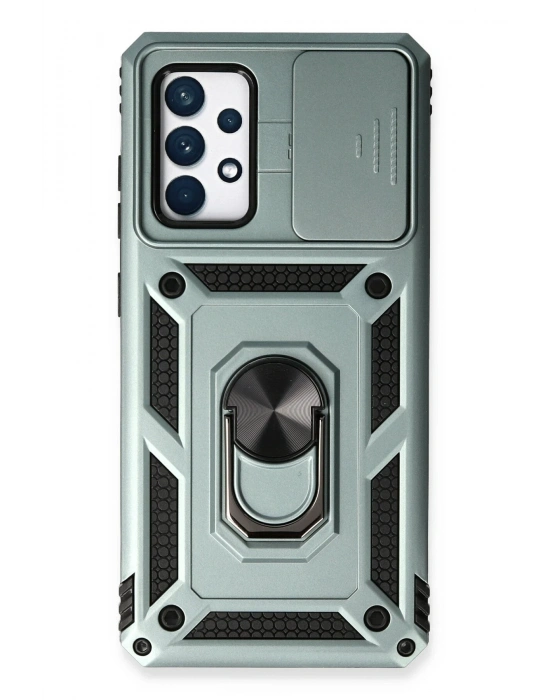 Newface Samsung Galaxy A73 5G Kılıf Pars Lens Yüzüklü Silikon - Yeşil