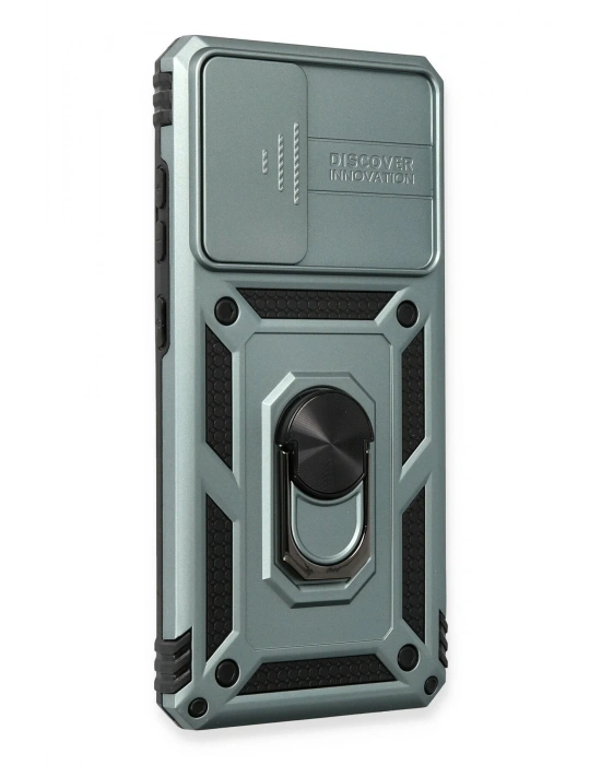 Newface Samsung Galaxy A73 5G Kılıf Pars Lens Yüzüklü Silikon - Yeşil