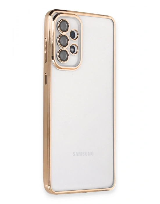 Newface Samsung Galaxy A73 5G Kılıf Razer Lensli Silikon - Gold