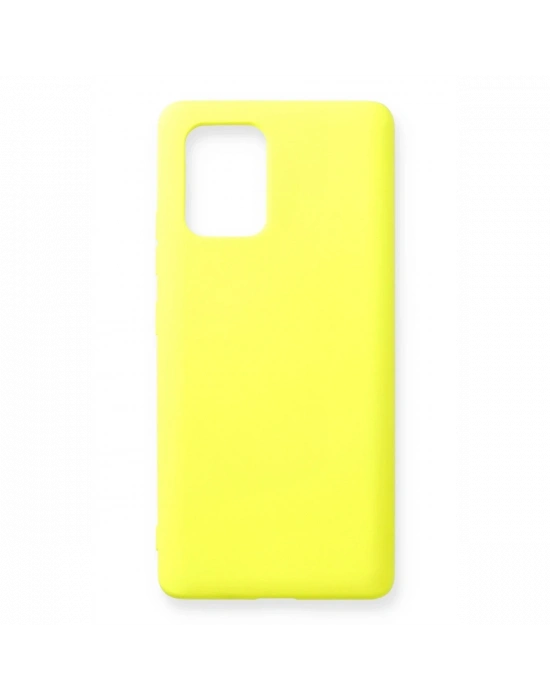 Newface Samsung Galaxy A91 / S10 Lite Kılıf Nano içi Kadife Silikon - Sarı