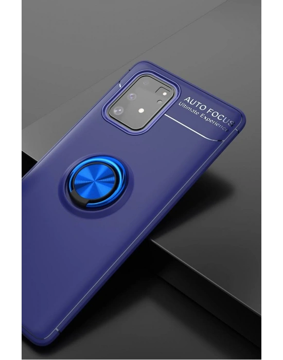 Newface Samsung Galaxy A91 / S10 Lite Kılıf Range Yüzüklü Silikon - Mavi